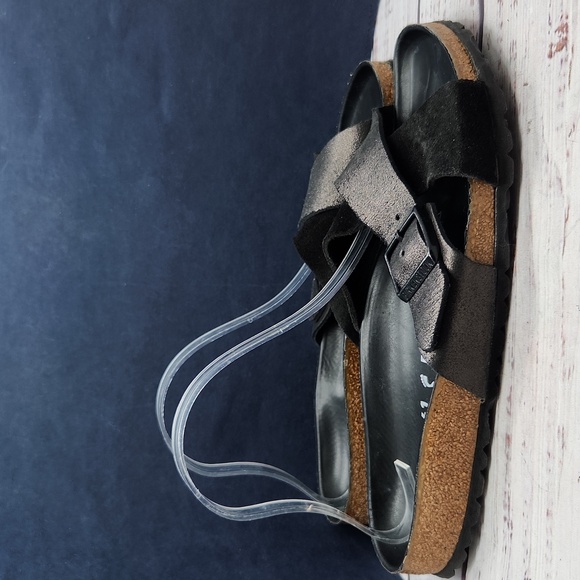Birkenstock Siena Exquisite Suede Leather Sandals Black Metallic Women's Size 10 - Picture 5 of 8